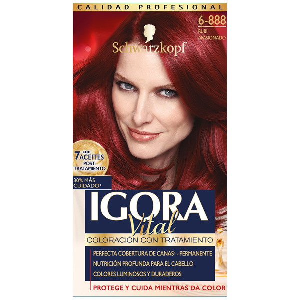 Imagen de IGORA VITAL COLORACION RUBI APASIONADO 6-888 [50+22.5+50+2ml]