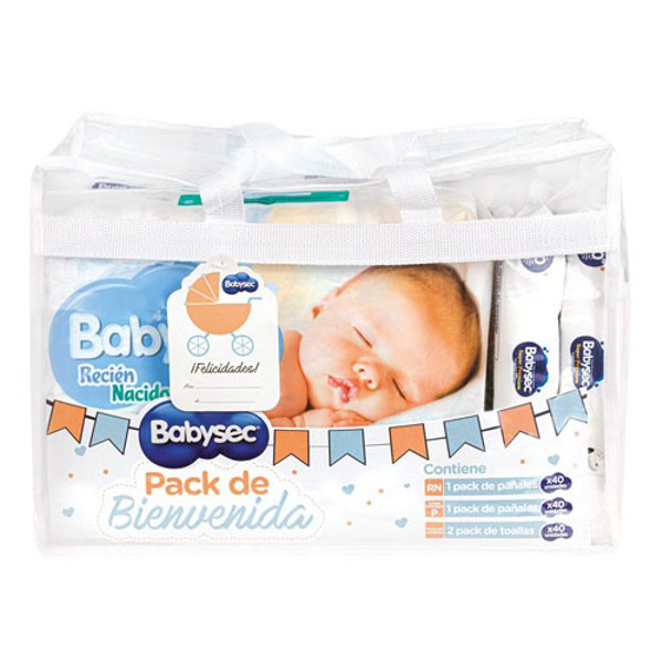 Imagen de BABYSEC PACK BIENVENIDA PAÑAL RN + PAÑAL P + TOALLITAS HUMEDAS 3 uni. [40+40+80 uni.]