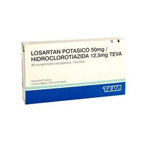 Imagen de LOSARTAN POTASICO HIDROCLOROTIAZIDA CHILE 50+12.5 mg [30 comp.]