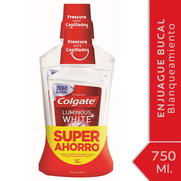 Imagen de COLGATE ENJUAGUE LUMINOUS WHITE PACK [500+250ml]