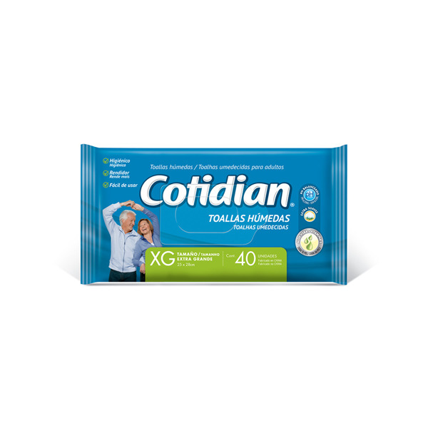 Imagen de COTIDIAN TOALLAS HUMEDAS ADULTOS EXTRA GRANDE 40 uni.