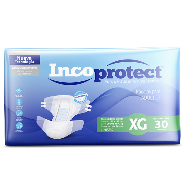 Imagen de INCOPROTECT PAÑAL EXTRA GRANDE 120 a 165 cm [30 uni.]