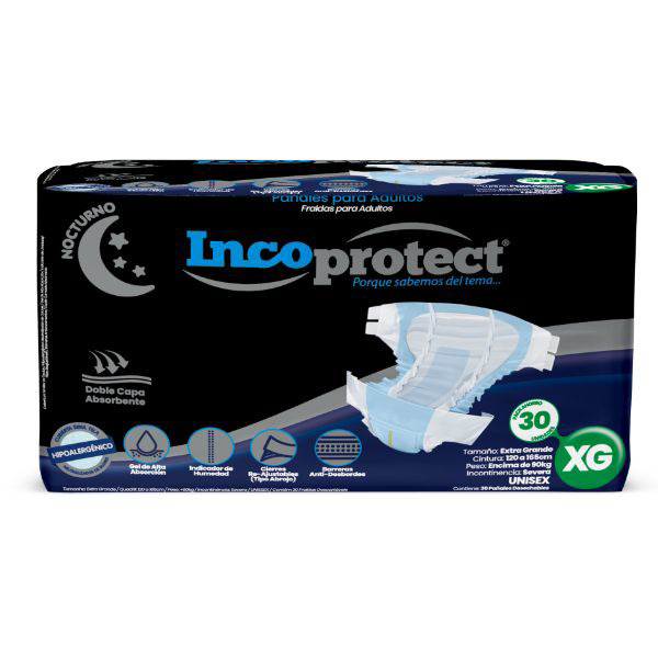 Imagen de INCOPROTECT PAÑAL NOCTURNO XG 120 A 165 cm 30 uni.