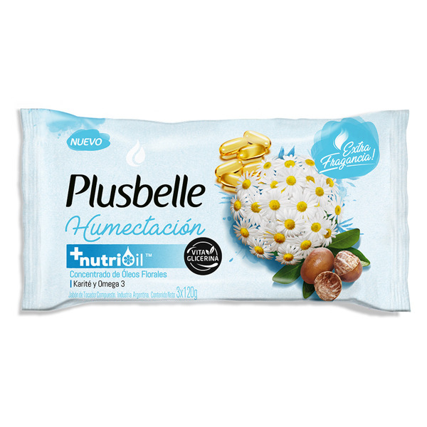 Imagen de PLUSBELLE JABON BARRA HUMECTACION PACK [3X120grs]