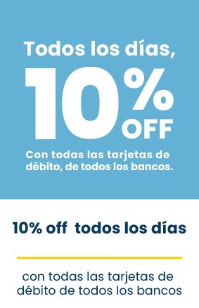 10% de descuento en todo con tarjetas de débito en compras mayores a $1500