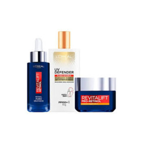 Imagen de REVITALIFT RETINOL SERUM+CREMA DIA NOCHE+UV DEFENDER PACK [30+50+40ml]