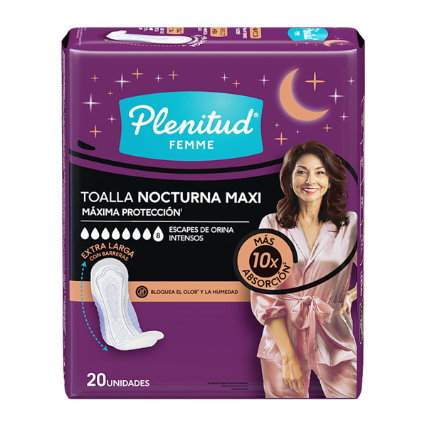 Imagen de PLENITUD FEMME TOALLA ADULTO NOCTURNA SIN ALAS [20 uni.]
