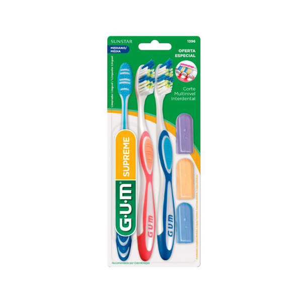 Imagen de GUM CEPILLO SUPREME MEDIO C/LIMPIADOR DE LENGUA 1396LA3 [3 uni.]