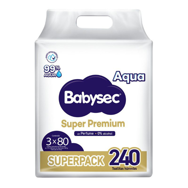 Imagen de BABYSEC TOALLITAS SUPER PREMIUM PACK 99% AGUA 3x80 [240 uni.]