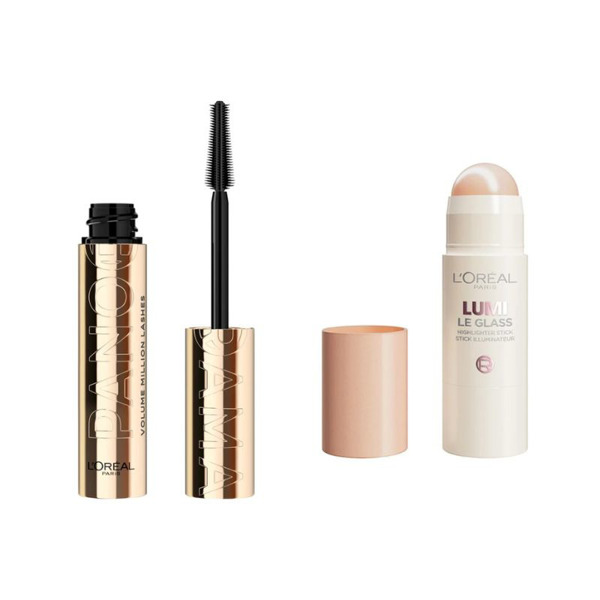 Imagen de PACK LOREAL MASCARA PANORAMA + ILUMINADOR LE GLASSY STICK PEARL