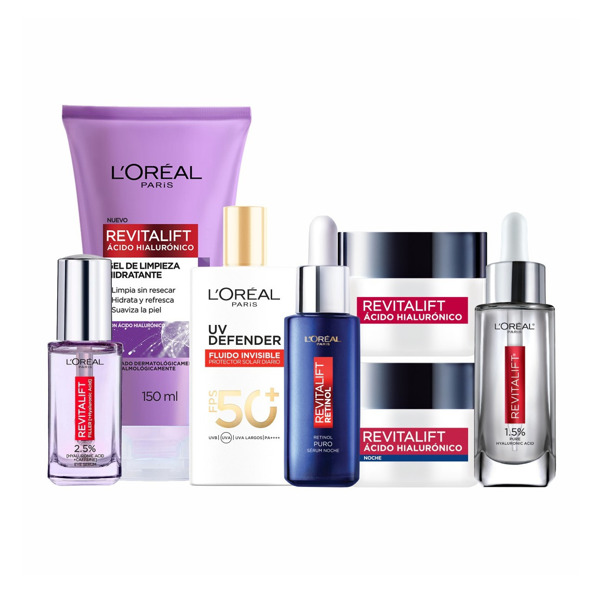 Imagen de PACK REVITALIFT DIA + NOCHE + SERUM + SERUM OJOS + SERUM RETINOL + UV DEFENDER + GEL LIMPIEZA 50+50+30+20+30+40+150ml
