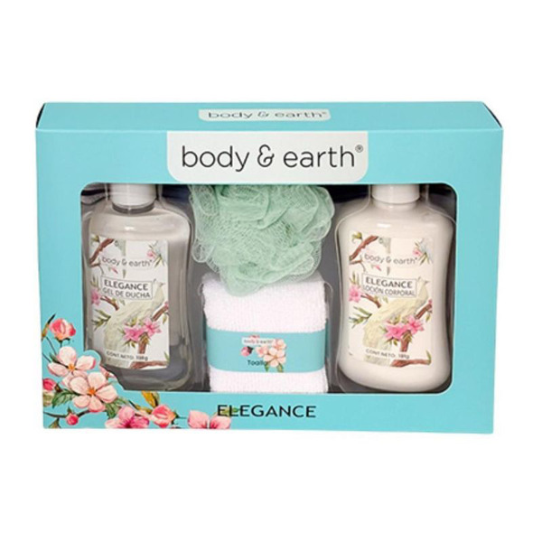 Imagen de BODY&EARTH ELEGANCE GEL DUCHA+LOCION CORPORAL+TOALLA+ESPONJA ESTUCHE